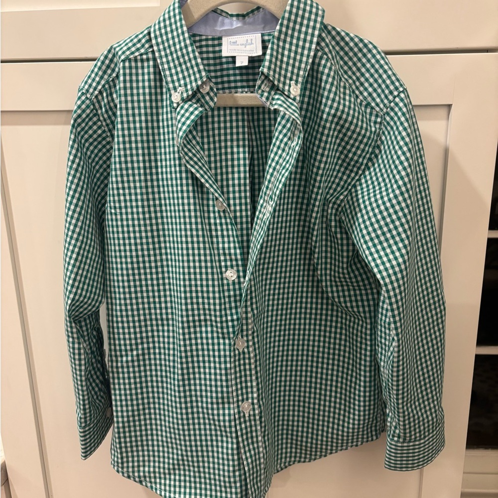 Little English Green Checkered Button Down Shirt